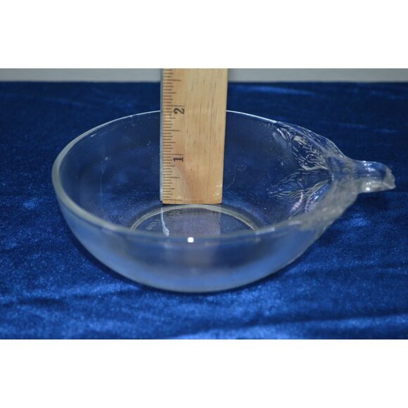 Vintage Indonesia Clear Glass Orange  Shaped Bowl Fruit Dish Embossed Leaf READ - Picture 8 of 9